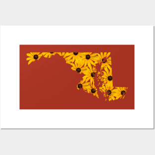 Maryland: Black-Eyed Susans (Red) Posters and Art